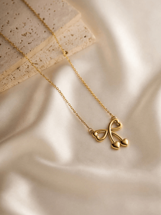Elle Bow Design Pendant Necklace in 18k PVD Gold Plated