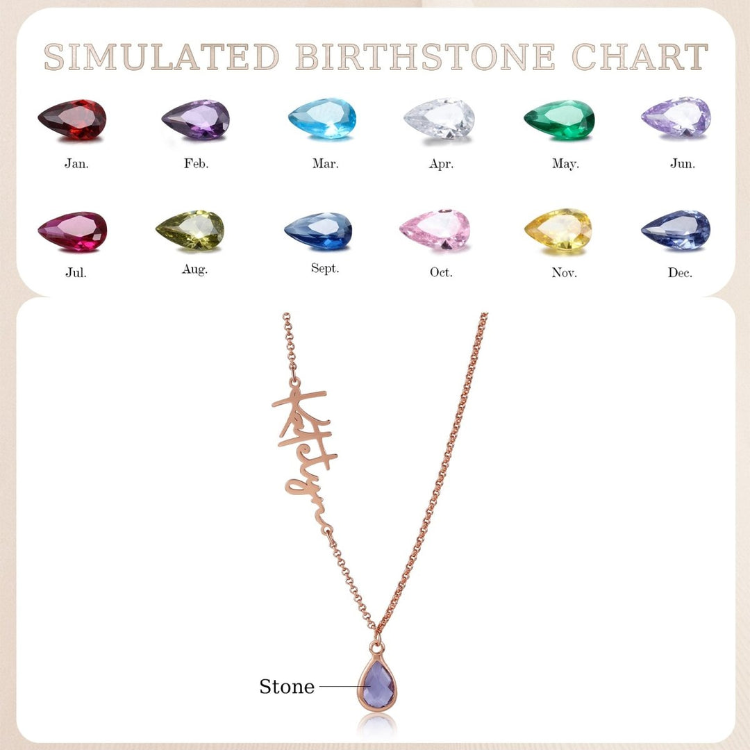 Personalized Name Necklace with CZ Birthstone #0034