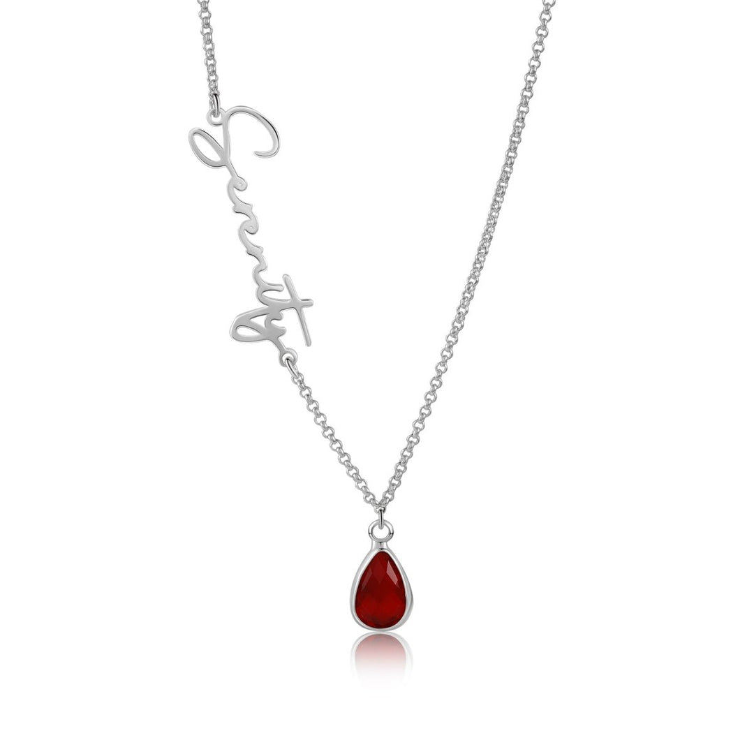 Personalized Name Necklace with CZ Birthstone #0034