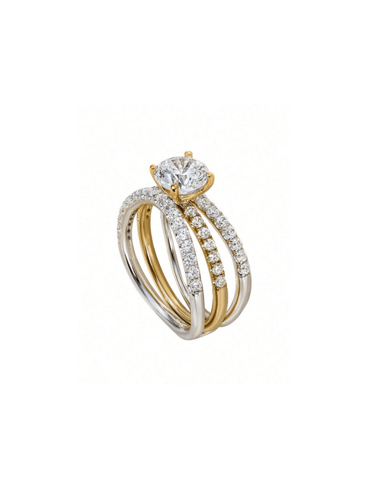 Elle CZ Two Tone Engagement Ring in 18k Gold Vermeil