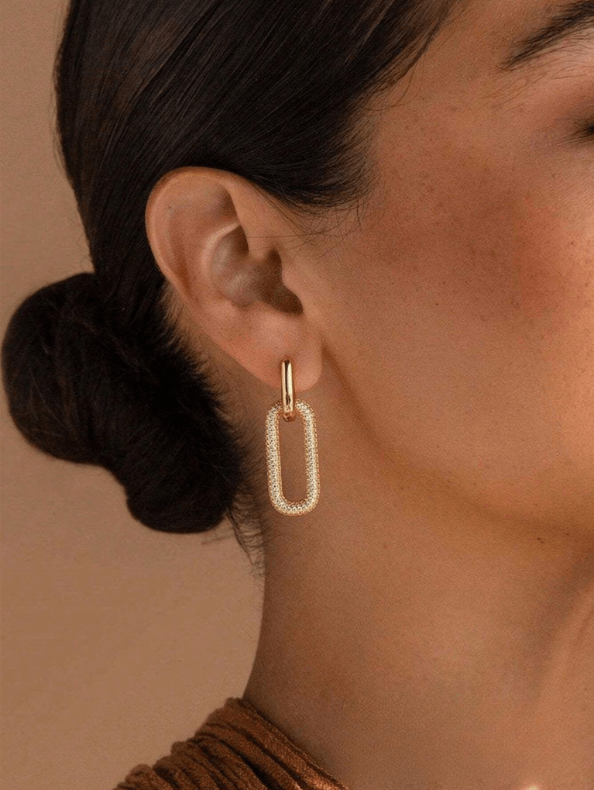 Elle CZ Geometric Premium Earrings in 18k Gold Vermeil