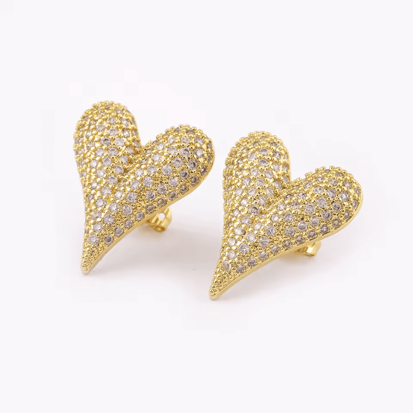 Elle Premium CZ Heart Stud Earrings in 18k Gold Vermeil