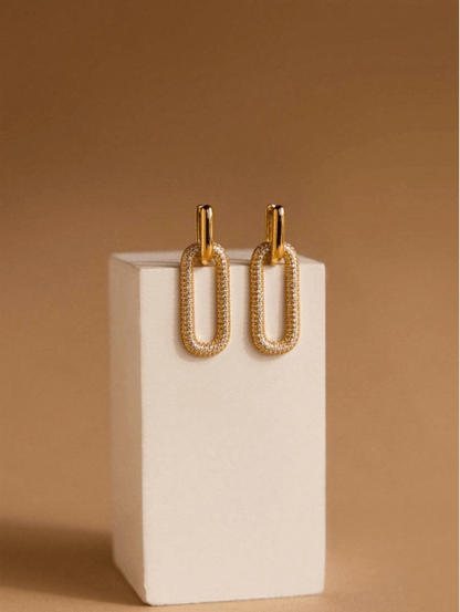 Elle CZ Geometric Premium Earrings in 18k Gold Vermeil