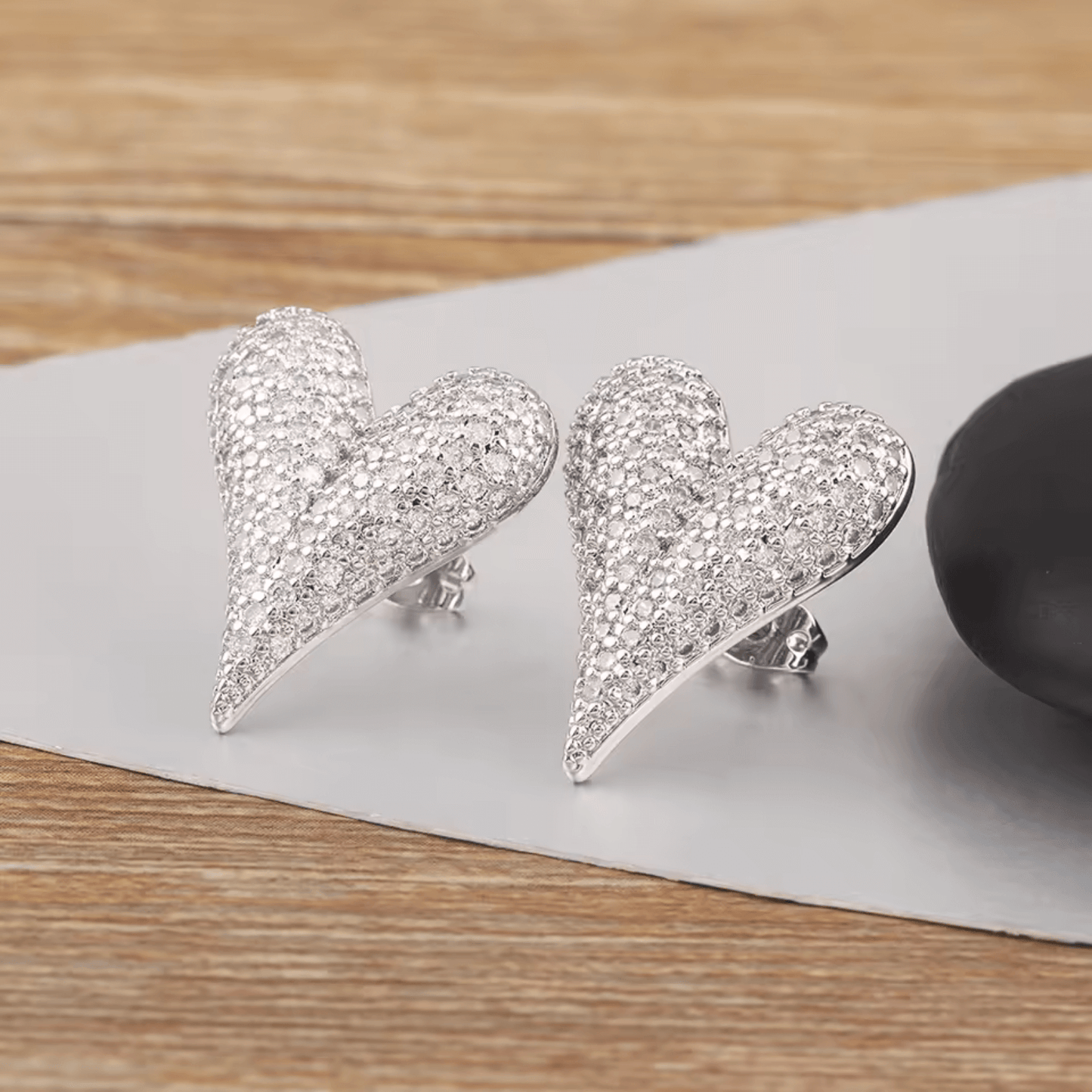 Elle Premium CZ Heart Stud Earrings in 18k Gold Vermeil