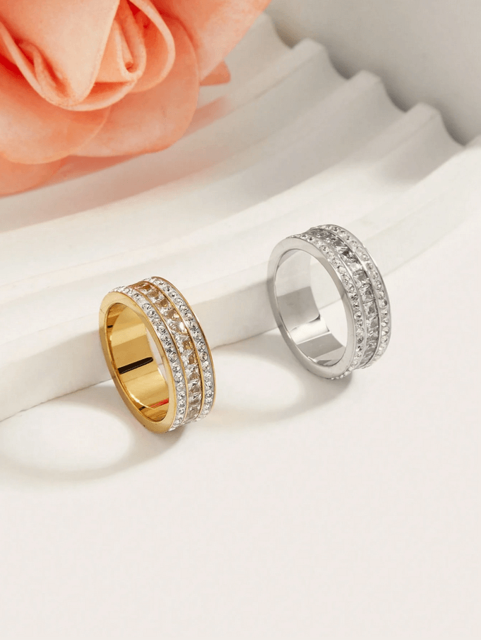Elle CZ Premium Ring in 18k Gold Vermeil and White Gold Finish