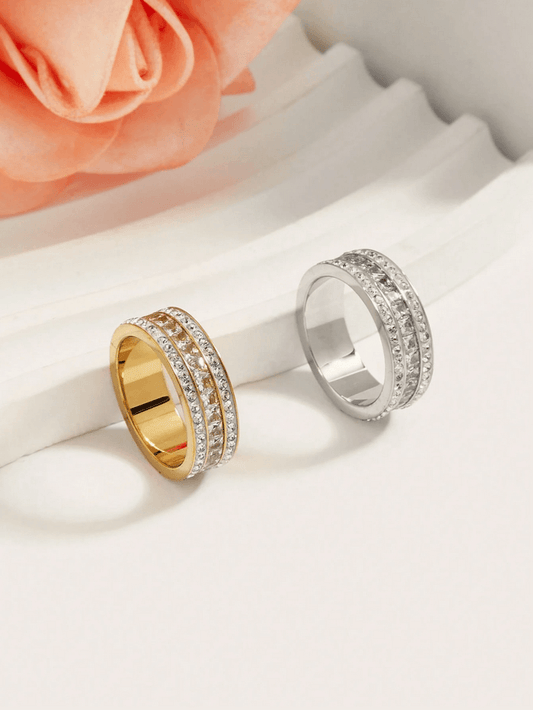 Elle CZ Premium Ring in 18k Gold Vermeil and White Gold Finish
