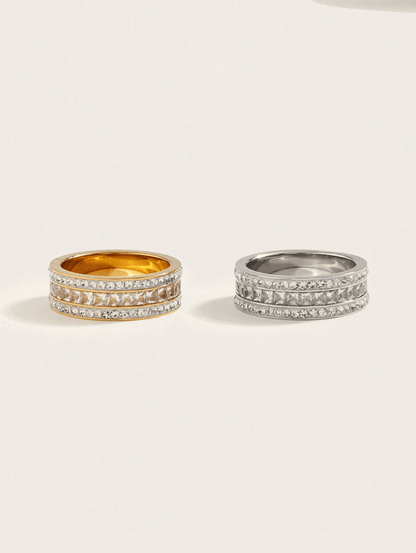 Elle CZ Premium Ring in 18k Gold Vermeil and White Gold Finish