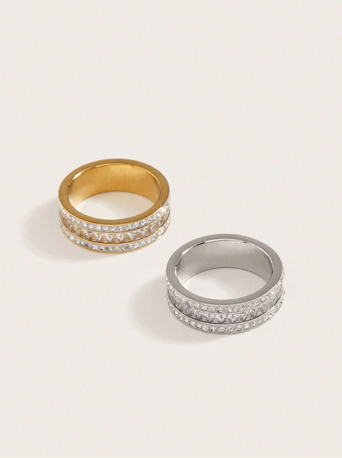 Elle CZ Premium Ring in 18k Gold Vermeil and White Gold Finish