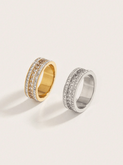 Elle CZ Premium Ring in 18k Gold Vermeil and White Gold Finish