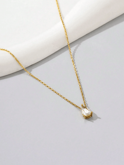 Elle CZ Dainty Waterdrop Pendant Necklace in 18k PVD Gold Plated