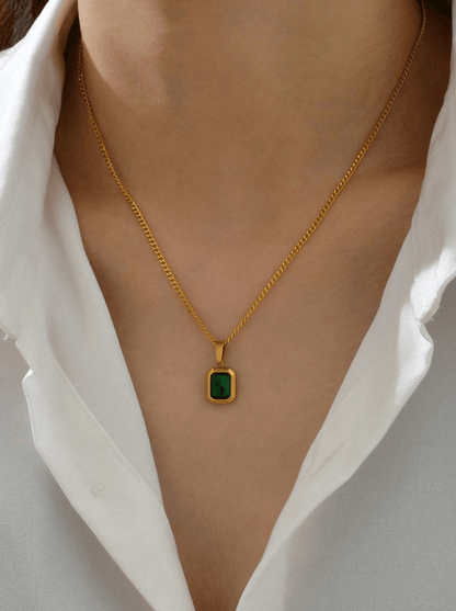 Elle Elegant Gem Necklace in 18k PVD Gold Plated