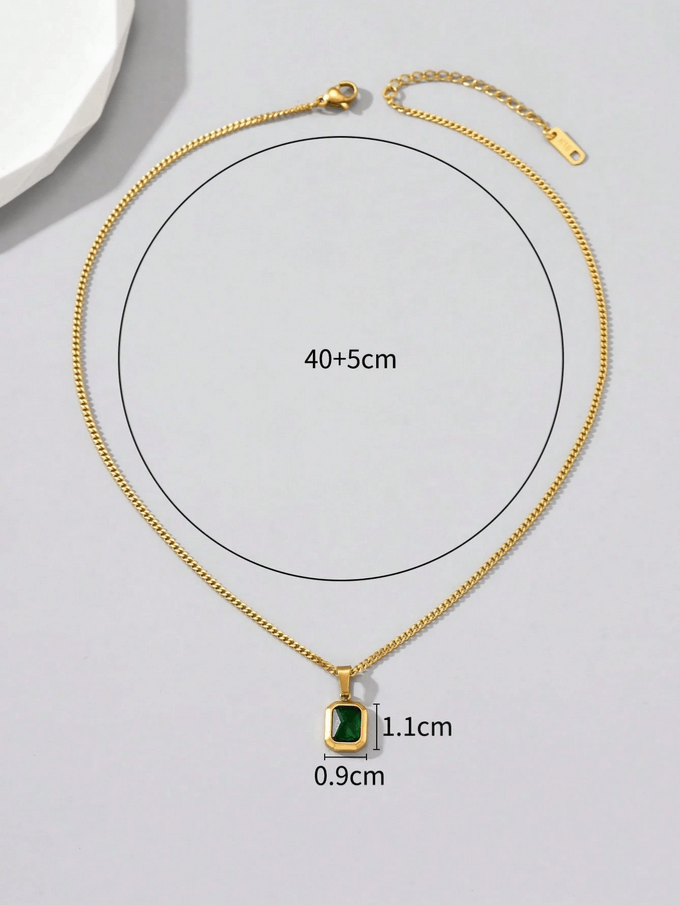 Elle Elegant Gem Necklace in 18k PVD Gold Plated
