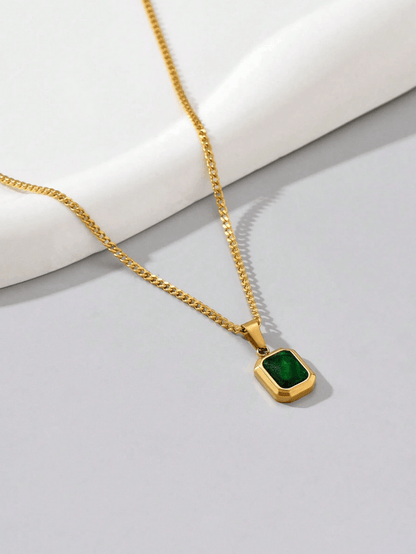 Elle Elegant Gem Necklace in 18k PVD Gold Plated
