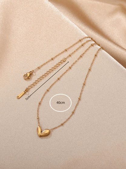 Elle Dainty Timeless Heart Pendant Necklace in 18k PVD Gold Plated