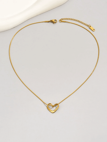 Elle Heart Design Pendant Necklace in 18k PVD Gold Plated