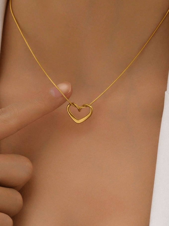 Elle Heart Design Pendant Necklace in 18k PVD Gold Plated