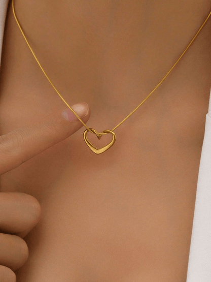 Elle Heart Design Pendant Necklace in 18k PVD Gold Plated