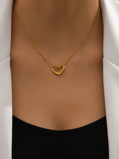 Elle Heart Design Pendant Necklace in 18k PVD Gold Plated