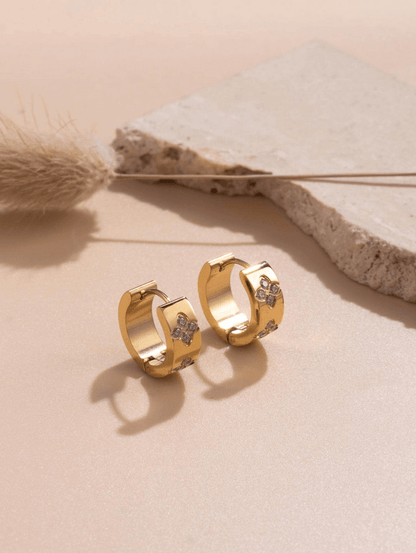 Elle CZ Elegant Design Earrings in 18k Gold Vermeil And White Gold Finish