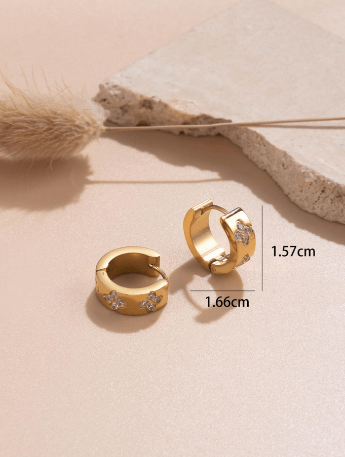 Elle CZ Elegant Design Earrings in 18k Gold Vermeil And White Gold Finish