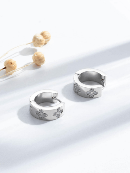 Elle CZ Elegant Design Earrings in 18k Gold Vermeil And White Gold Finish