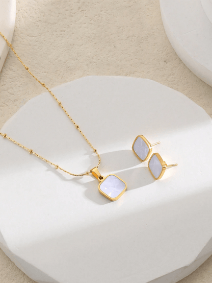 Elle Earrings and Necklace Jewelry Set in 18k PVD Gold Plated