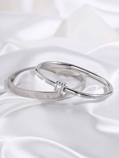 Elle Premium Bangle Bracelet in White Gold Finish