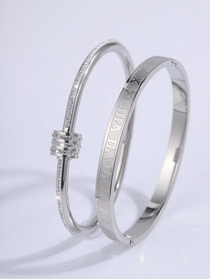 Elle Premium Bangle Bracelet in White Gold Finish