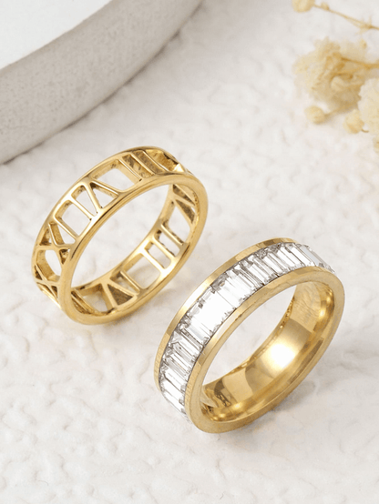 CZ Premium 2 Pc Set Ring in 18k PVD Gold Plated