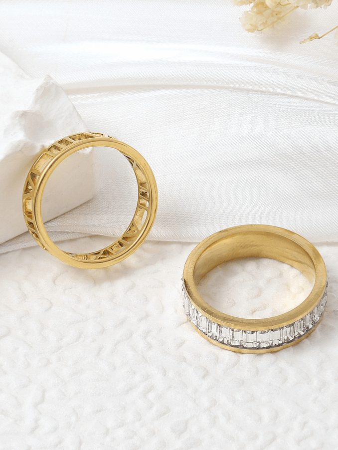 CZ Premium 2 Pc Set Ring in 18k PVD Gold Plated