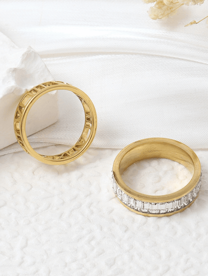 CZ Premium 2 Pc Set Ring in 18k PVD Gold Plated