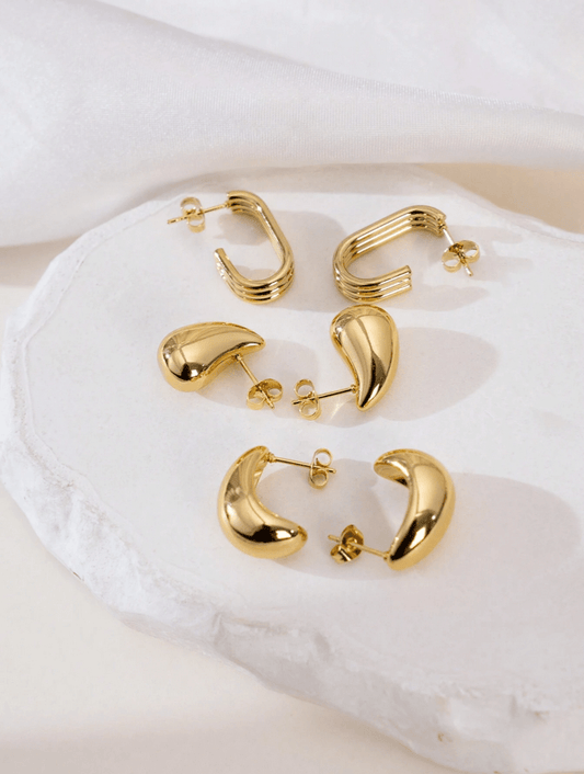 Elle 3 Pair Earrings Set in 18k Gold Vermeil