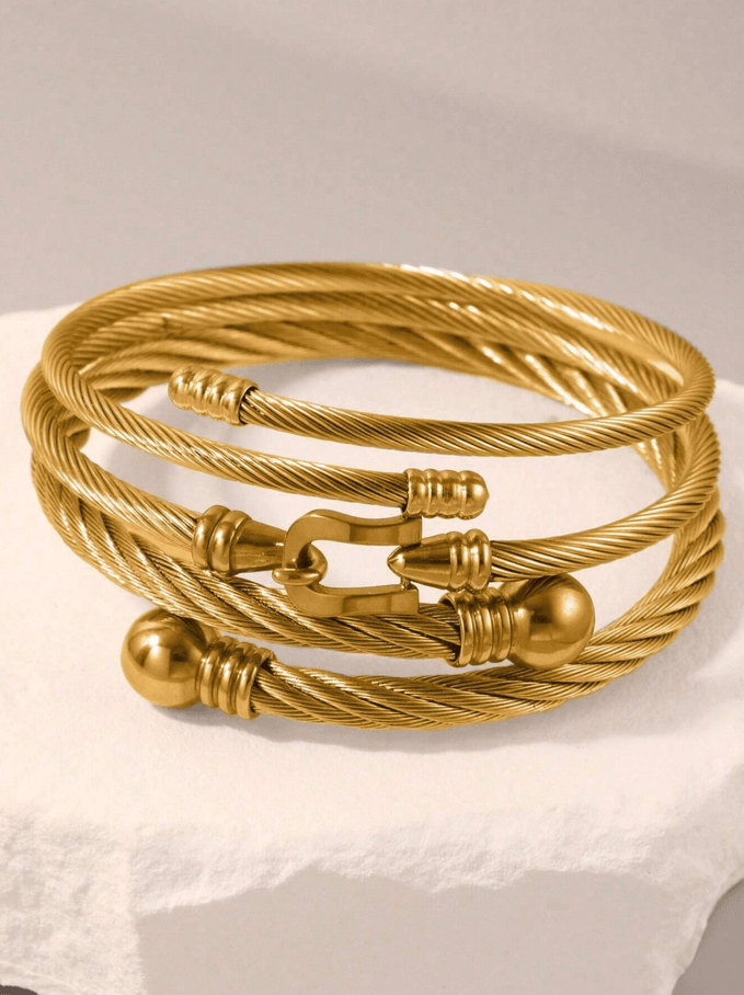 Elle 3 Pc Set Bangle Bracelet in Vermeil Gold