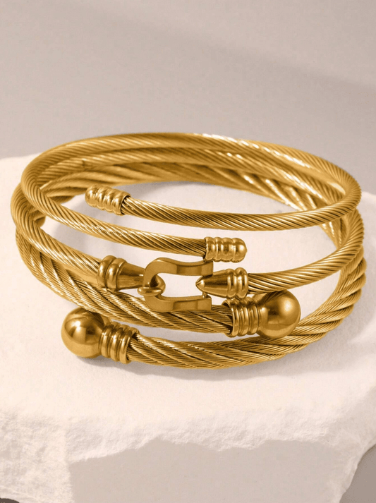 Elle 3 Pc Set Bangle Bracelet in Vermeil Gold