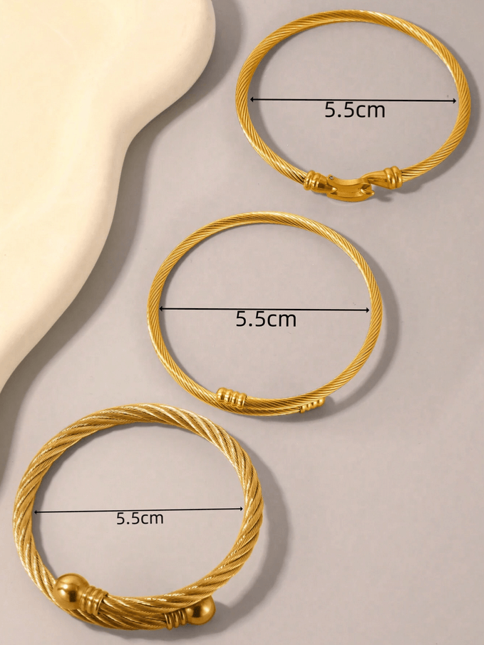 Elle 3 Pc Set Bangle Bracelet in Vermeil Gold