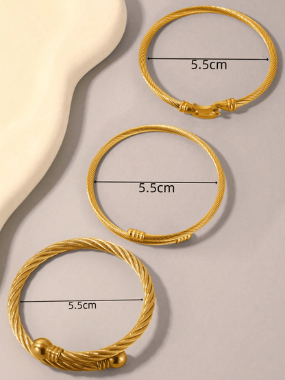 Elle 3 Pc Set Bangle Bracelet in Vermeil Gold