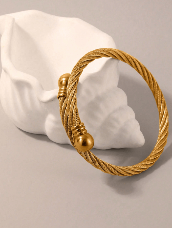 Elle 3 Pc Set Bangle Bracelet in Vermeil Gold
