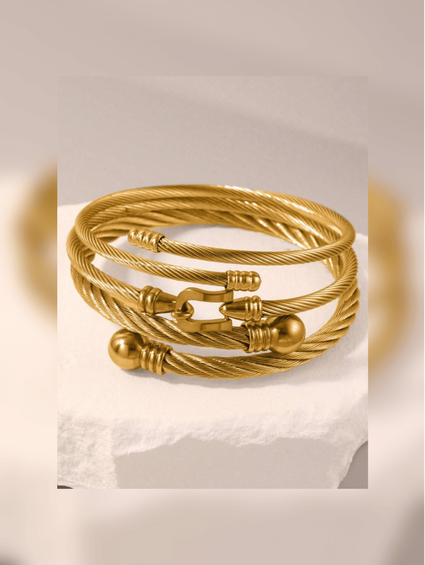 Elle 3 Pc Set Bangle Bracelet in Vermeil Gold