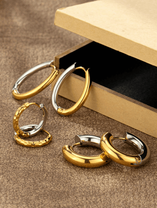 Elle 3 Pair Two-tone Earring Set in Vermeil Gold Plated