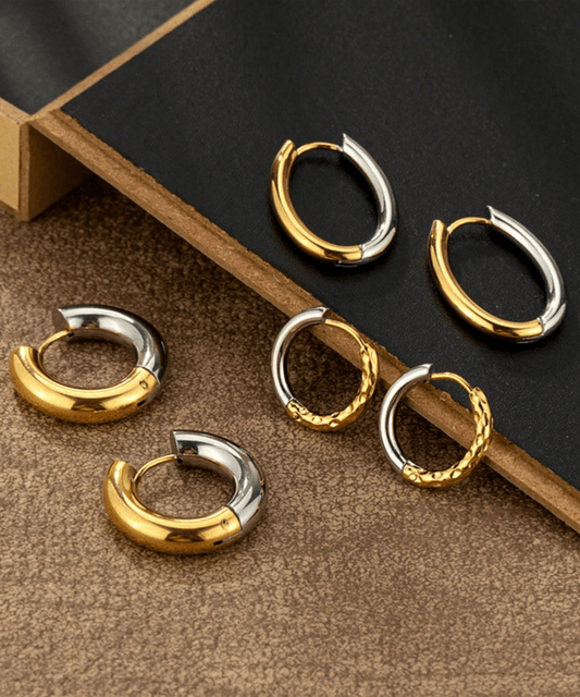 Elle 3 Pair Two-tone Earring Set in Vermeil Gold Plated