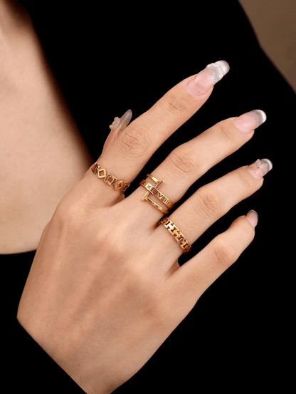 Elle 3 Pc Set Ring in 18k PVD Gold Plated