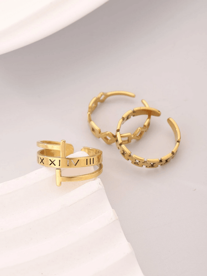 Elle 3 Pc Set Ring in 18k PVD Gold Plated
