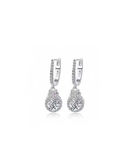 Elle 925 Sterling Silver CZ Dangle Earrings