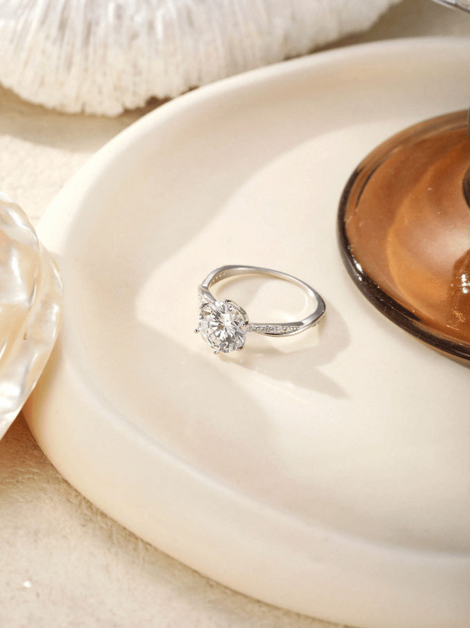 Elle 925 Sterling Silver CZ Engagement Ring