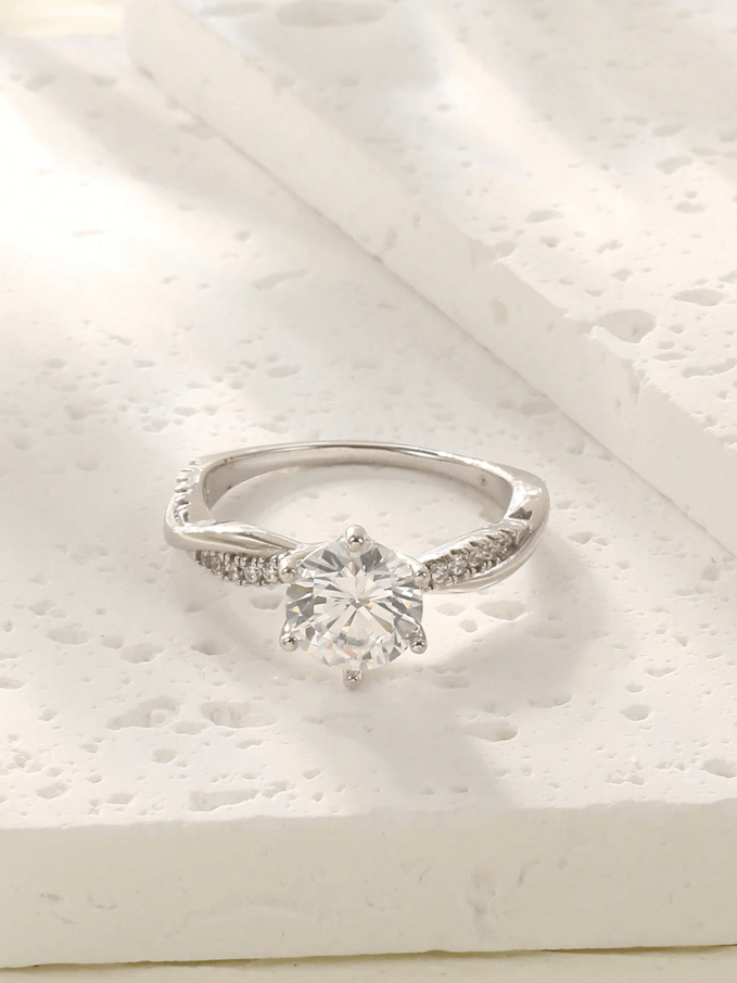 Elle 925 Sterling Silver CZ Engagement Ring