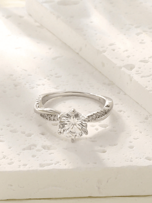 Elle 925 Sterling Silver CZ Engagement Ring