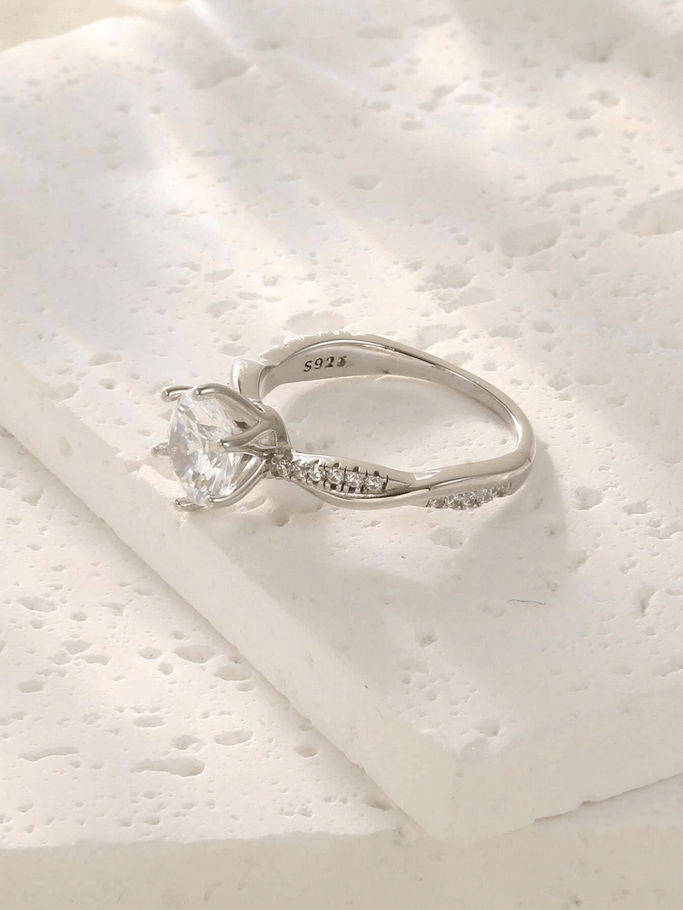 Elle 925 Sterling Silver CZ Engagement Ring
