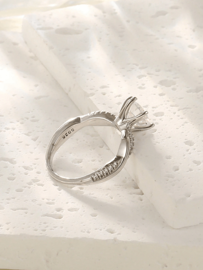 Elle 925 Sterling Silver CZ Engagement Ring
