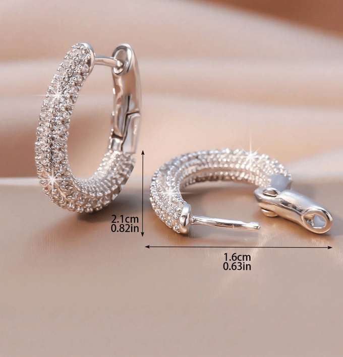 Elle CZ Elegant Hoop Earrings in White Gold Finish
