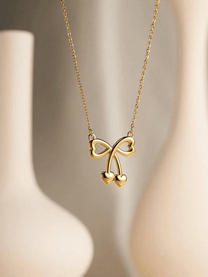 Elle Bow Design Pendant Necklace in 18k PVD Gold Plated